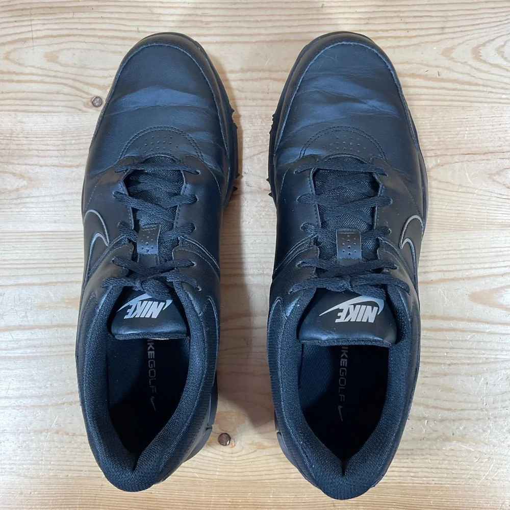 Nike Durasport 4 Golf Shoes Men's 13 Black Metallic Silver Leather 844550 001